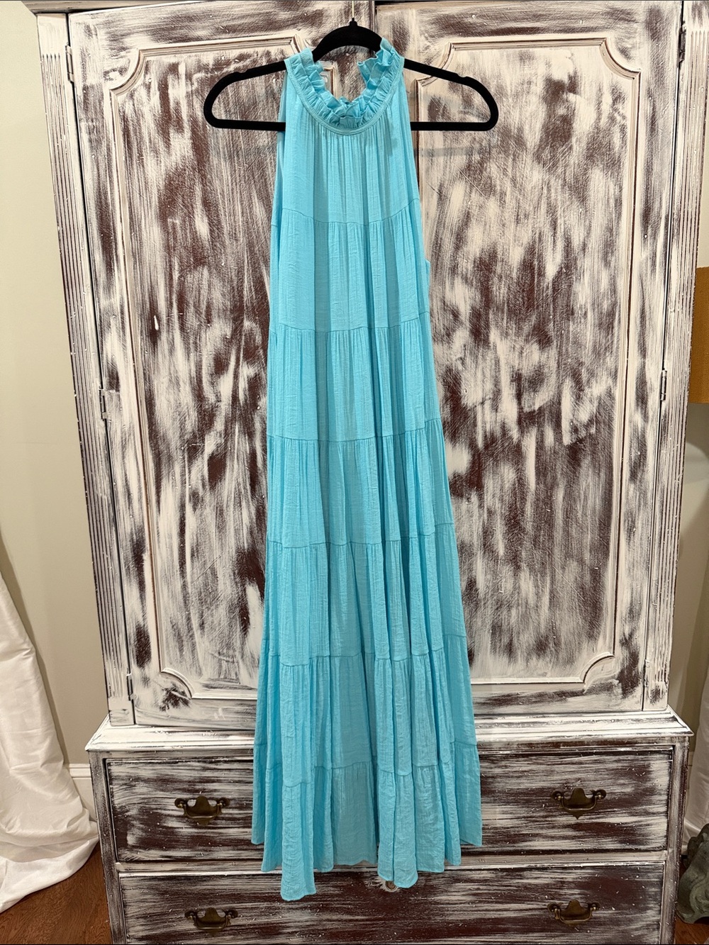 entro Light Blue and Royal Blue Patterned Dress